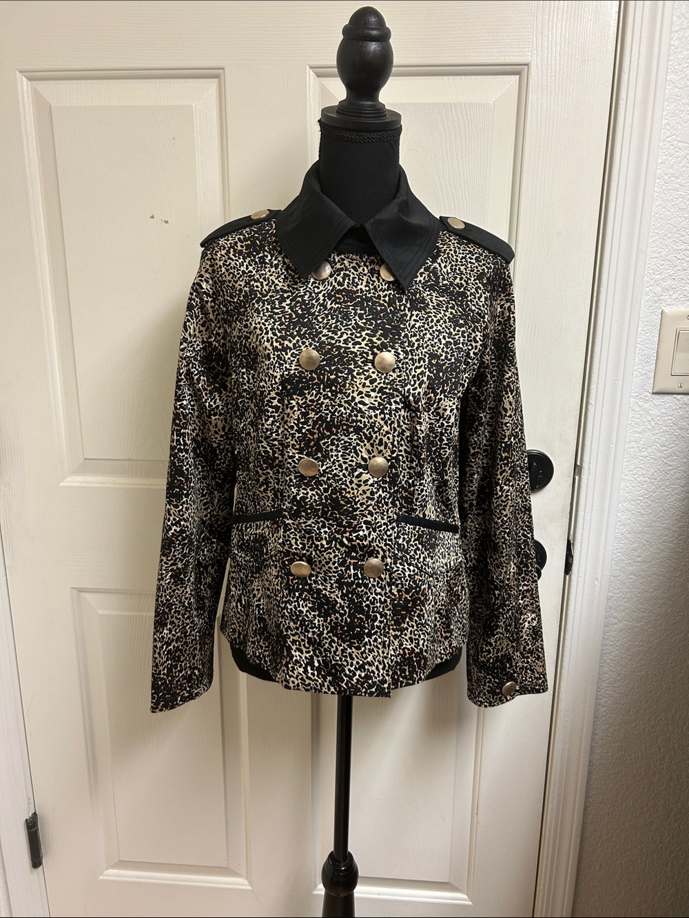 ETCETERA Cheetah Animal Print Double Breasted Boutique Jacket Top Size 8